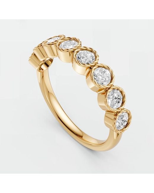 Aya Fine Jewelry Metallic Bezel Set Round Lab Diamond Wedding Half Eternity Band