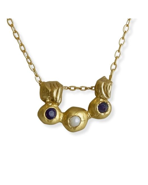 Martina Rozenberg Smira Jewelry Metallic Three Stone Necklace