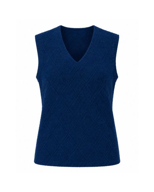 Luella Fashion Blue Alloa Alpaca Knit V-Neck Diamond Tank Top