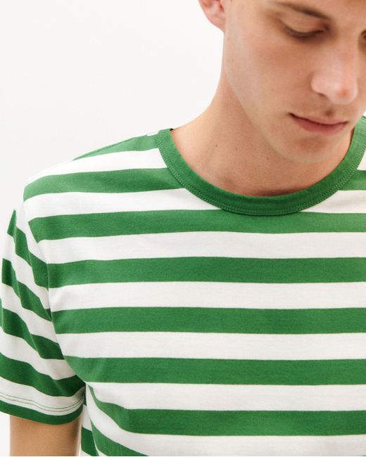 Thinking Mu Green Stripes T-shirt for men