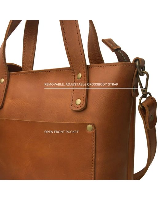 Hides Leather Co. Brown Handmade Mini Tote Hazelnut Crossbody Bag