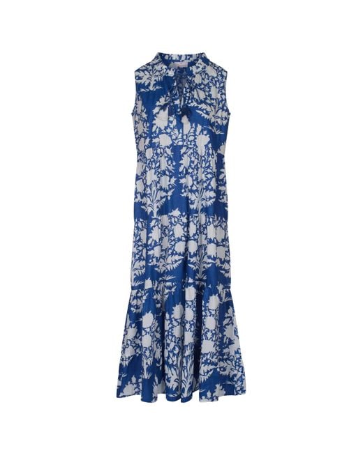 La Mandarine Blue Summer Maxi Dress With Pockets. Beach Dress, & Ikat Cotton Paloma