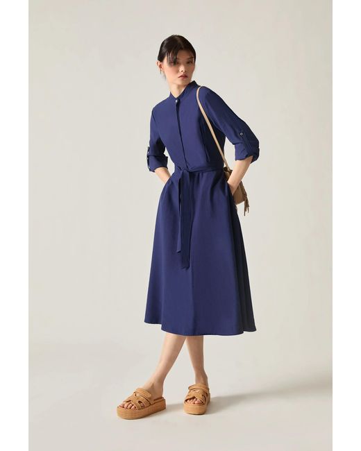 James Lakeland Blue Tie-Waist Midi Dress