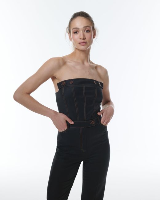 Theo the Label Blue Aphrodite Techno Strapless Jumpsuit
