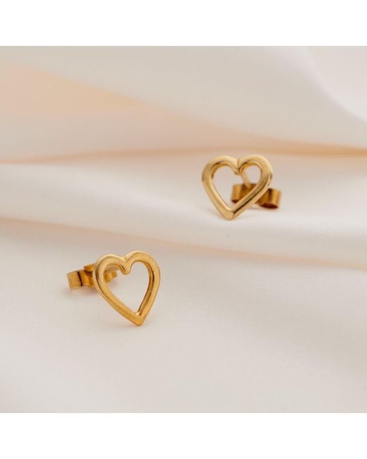 Posh Totty Designs Metallic Yellow Gold Plated Open Mini Heart Stud Earrings