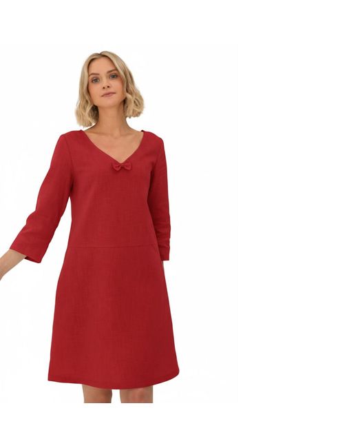 LeMuse Natural Sun — V-Neck Stonewashed Linen Dress