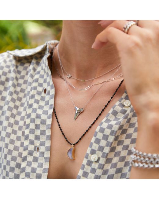 Maya Brenner Metallic Moonstone Crescent Charm