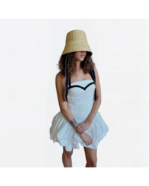 London Atelier Byproduct White Rushed Mini Dress With Corset Top & Application