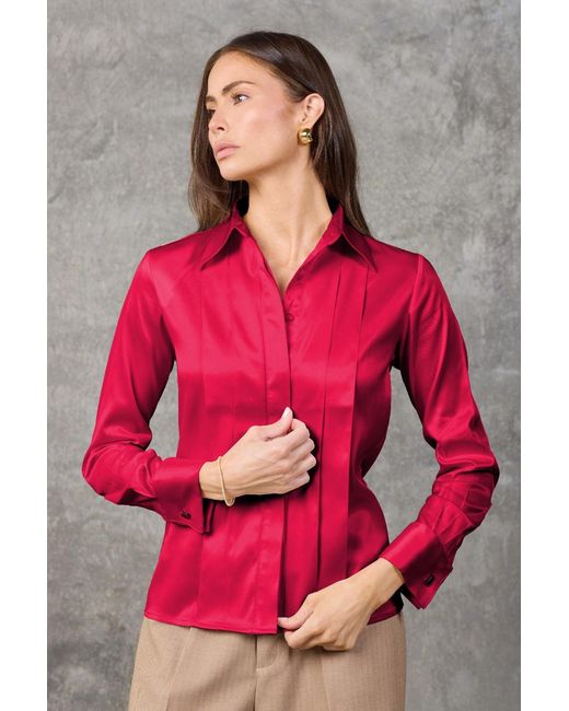 Madison / Savile Red Rose Regent Pleated Satin French Cuff
