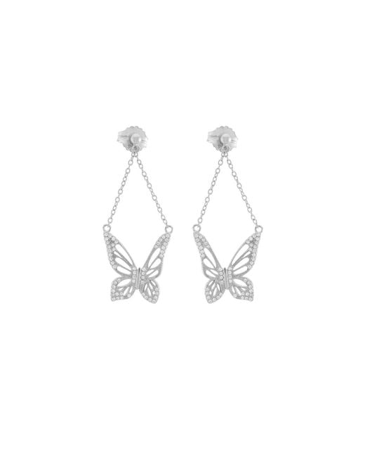 Seven Saints Metallic Graceful Spirit Butterfly Earrings, Rhodium