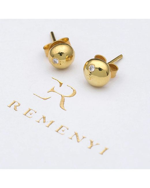EVA REMENYI Metallic Diamond Bubble Earrings 14K