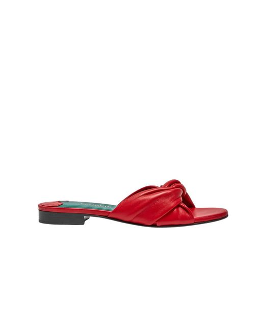Florrie Red Emma Leather Flat Sandal