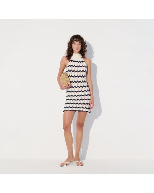 Thisisu Collection White Bellina Zigzag Beachwear Knit Dress
