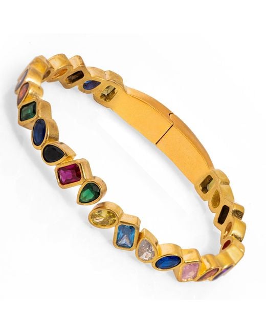 Ebru Jewelry Metallic Multi Gemstone & Majestic Bangle Bracelet