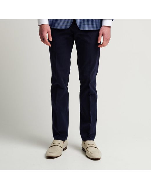 Gresham Blake Blue Cotton Stretch Chino for men