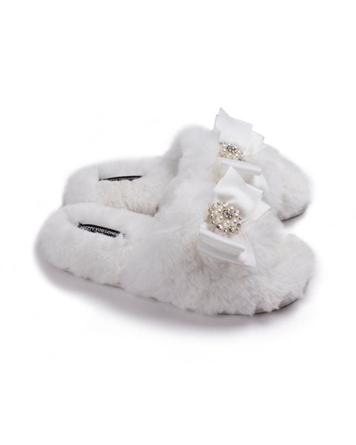 Pretty You London Gray Anya Slider Slipper With Diamante