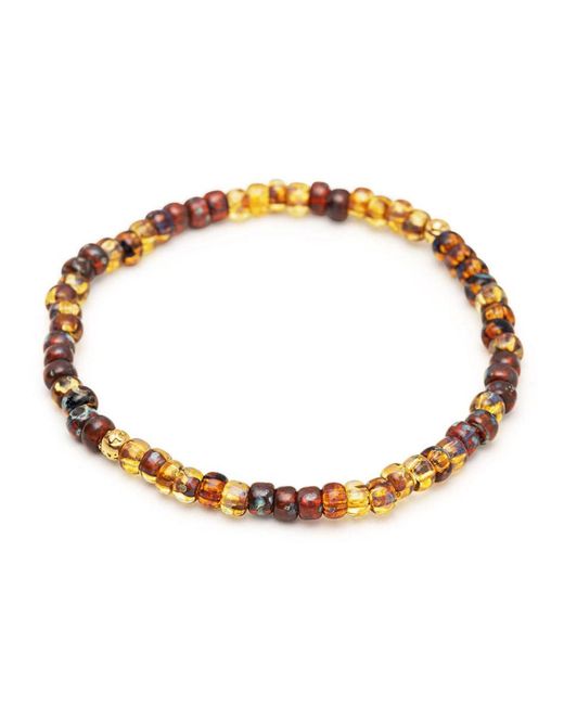 Nialaya Metallic Wristband With Amber Miyuki Beads for men