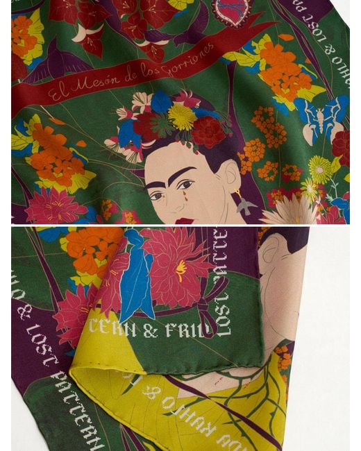 Lost Pattern Black Los Amores De Frida Silk Pocket Square for men