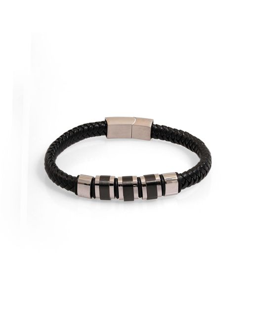 Ebru Jewelry Black Fashion Style Leather & Bracelet for men