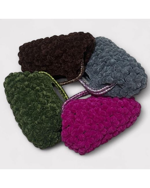 Springmoonatelier Black Velvet Hand-Knitted Designer Bag – Elegant, Soft, And Unique