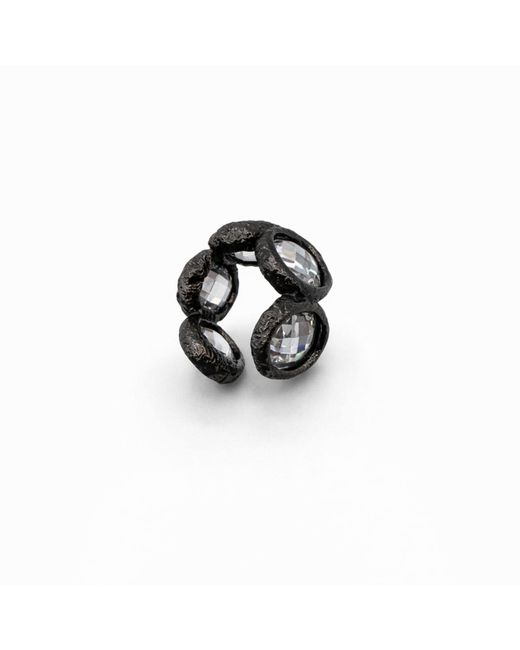 Jagged Halo Jewelry Black Crown Crystal Ear Cuff Rhodium