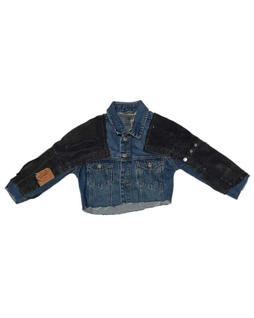 Zasta Studio Blue Frayed Fusion Denim Crop Jacket G