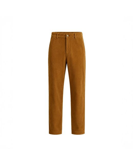 Luroq London Brown Straight Cord Trousers for men