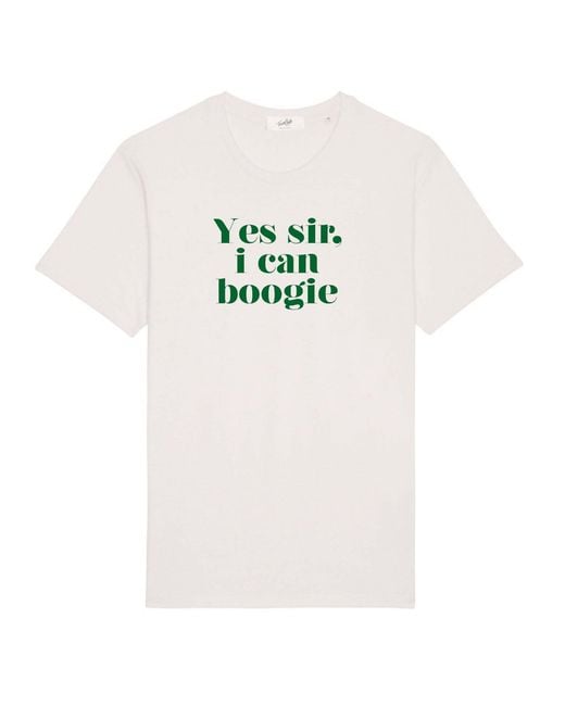 Fanclub White Neutrals Yes Sir I Can Boogie Oversized Retro Slogan T-Shirt