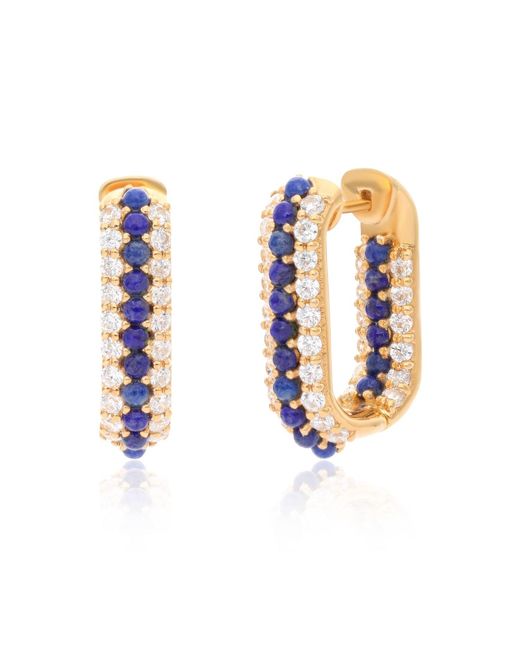 Preeti Sandhu Metallic Summer Sparkle U-Shaped Lapis Lazuli Vermeil Hoops