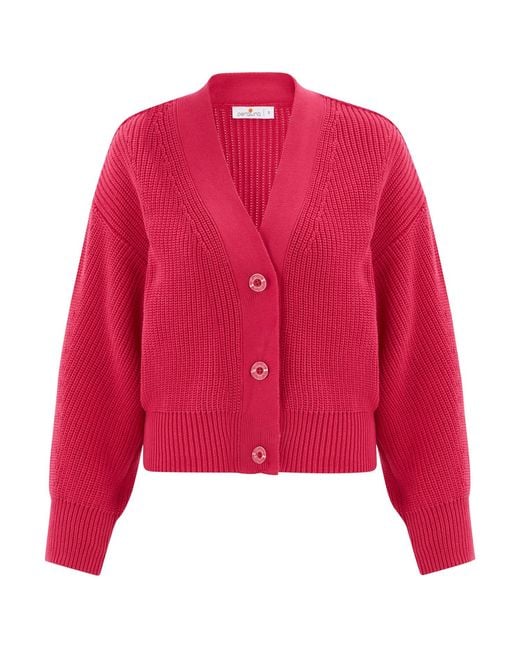 Peraluna Red Olivia V-Neck Cardigan