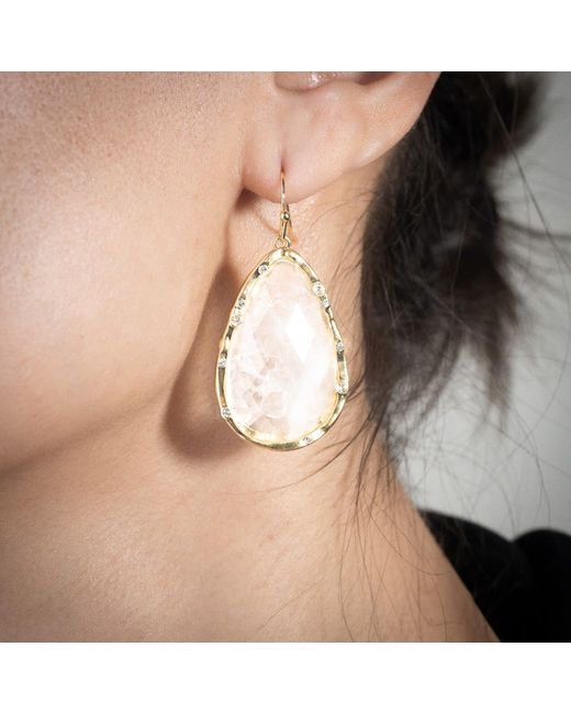 Rare Matters Jewelry Blue Timeless Nature's Beauty Teardrop Earrings Clear Quartz
