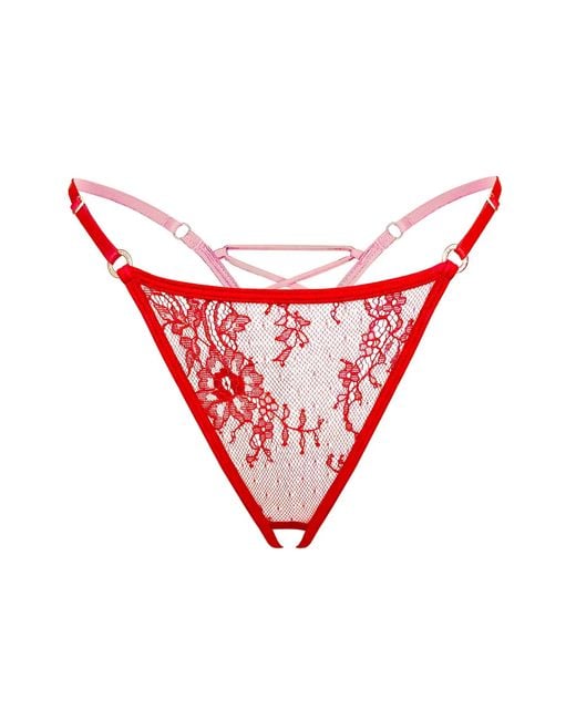MONIQUE MORIN LINGERIE Red Moonstruck Thong Ouvert Fire