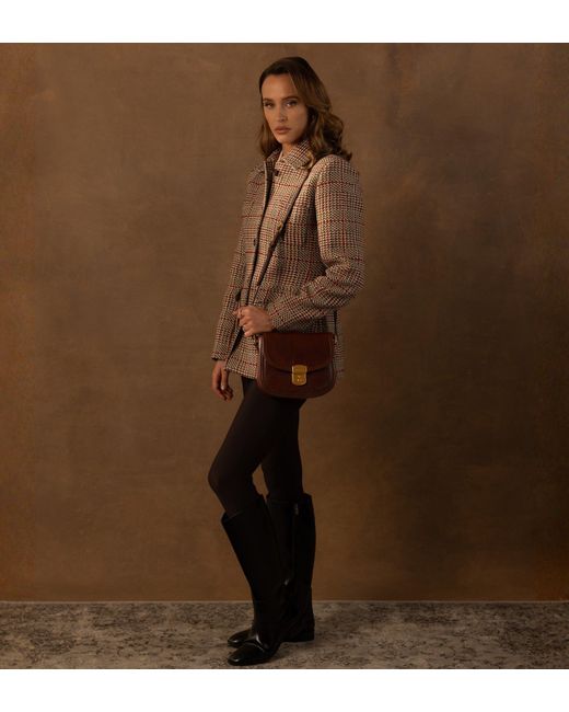 Time Resistance Brown Leather Saddle Bag