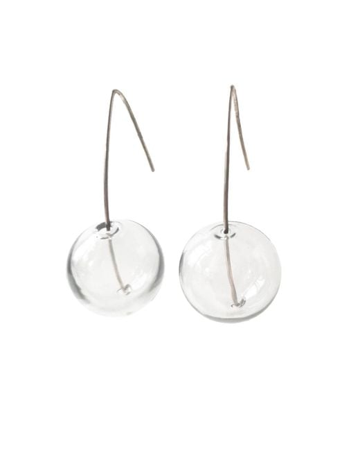Laura Daili Metallic Neutrals Icicle Clear Blown Glass Earrings