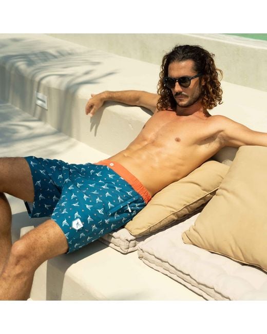 Live Kolibri Blue Luxury Swim Trunks for men
