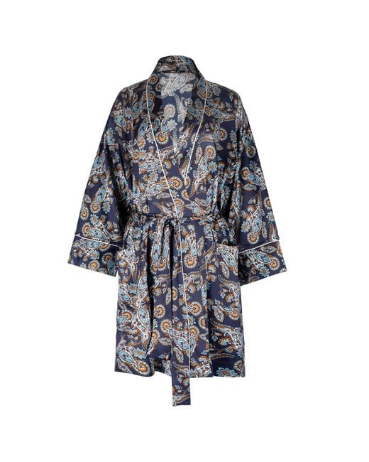 Oh!Zuza Blue Neutrals Silk Slip & Robe Set