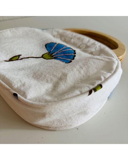 Pick Happy Blue Bermuda Bag Wooden Handles Ginko