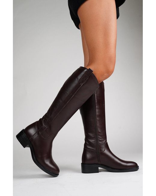 Forever & Always Shoes Brown Acro Leather Heeled Boot