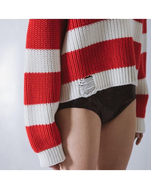 SVETA Milano Red Amélie Striped Knit Sweater