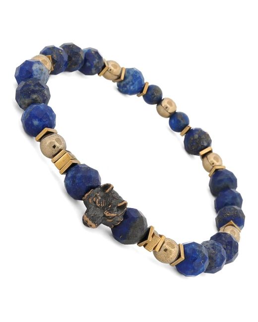 Ebru Jewelry Blue Wolf Soul Lapis Lazuli Bracelet for men