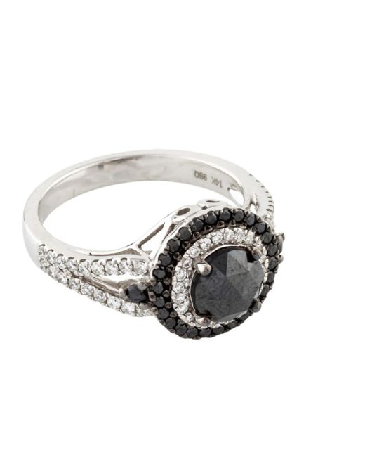 Artisan Metallic Black Diamond Solid White Gold Designer Ring Jewelry
