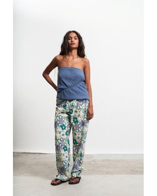 Par Y Escala Sl Blue Federica Pants Flowers