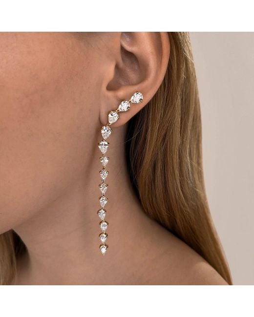 SALLY SKOUFIS Metallic Cascade Drop Earrings With Made Mix Cz Diamond Stimulant