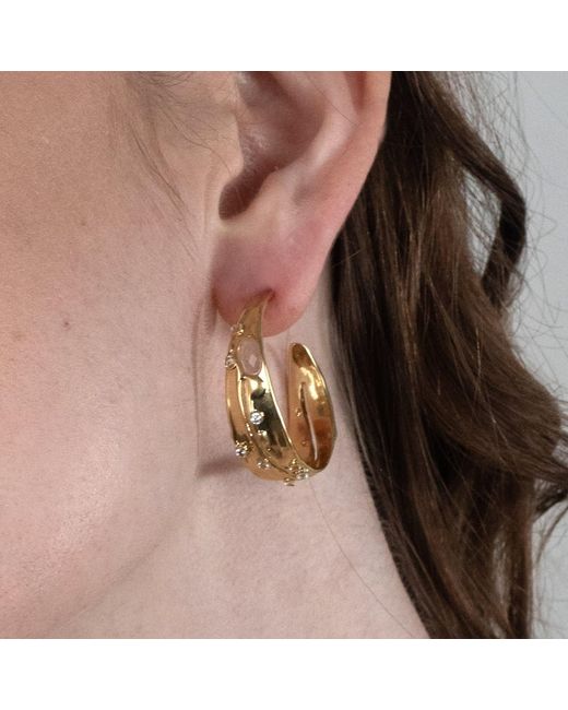 Rare Matters Jewelry White Sprinkled Clear Quartz Hoop Earrings