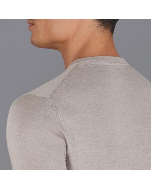 Paul James Knitwear Gray Superfine Matteo Merino Silk Crew Neck Jumper for men