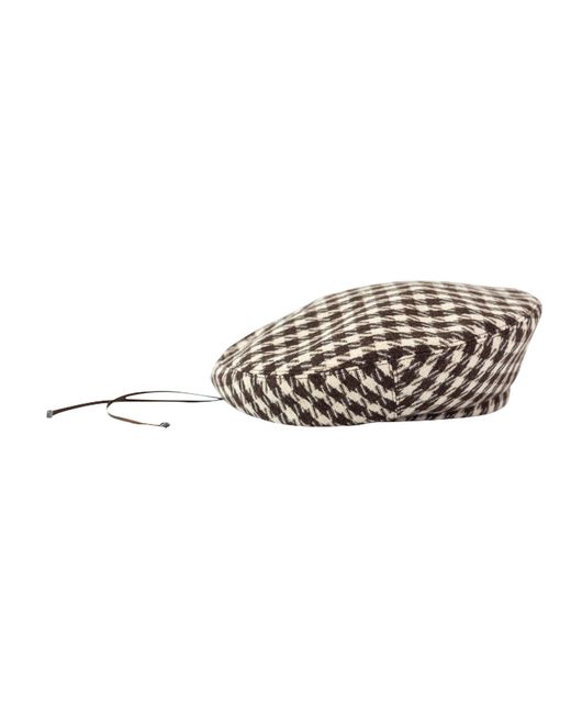 Lost Pattern Brown Houndstooth Beret Hat