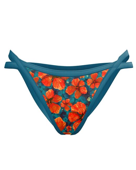 Blackbough Swim Blue Minna Split Side-Strap Tease Bottoms Paradise Blooms