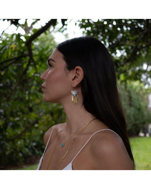 Ebru Jewelry Metallic Gypsy Spirit Two Tone Opal Dangle Earrings