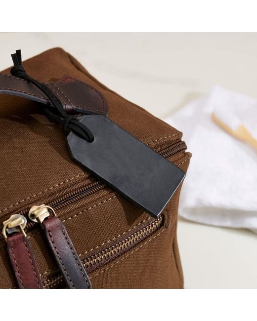 Posh Totty Designs Brown Dark Canvas Lay Flat Wash Bag for men