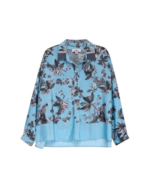 Niza Blue Bohemian Shirt With Paisley Print And Belt